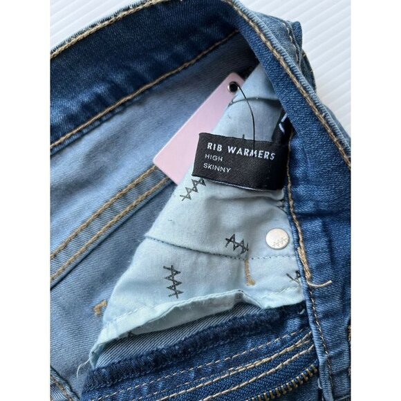 Nasty Gal Zee Gee Womens Blue Denim Why Ribwarmer 5 Pockets Mini Shorts Size 27 - Picture 9 of 12